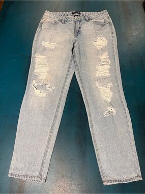 Blue Spice Light Wash Ripped Boyfriend Jeans